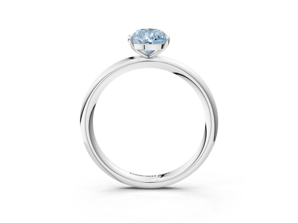 Sterling Silver Pear-Shaped Low Set Solitaire Engagement Ring Setting for Fancy Blue Center
