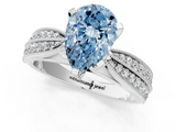 White gold Fancy Blue Pear  Solitaire Diamond Ring with Milgrain Pavé Band and Four-Prong Setting_33