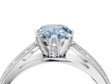 White gold Fancy Blue Pear  Solitaire Diamond Ring with Milgrain Pavé Band and Four-Prong Setting_41