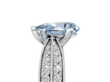 White gold Fancy Blue Pear  Solitaire Diamond Ring with Milgrain Pavé Band and Four-Prong Setting_42