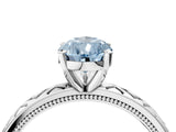 White gold Fancy Blue Pear  Solitaire Diamond Ring with Milgrain and Black Enamel X Pattern Band_176