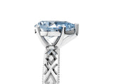 White gold Fancy Blue Pear  Solitaire Diamond Ring with Milgrain and Black Enamel X Pattern Band_177