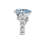 White gold Fancy Blue Pear  Solitaire Diamond Ring with Pavé Band and Four-Prong Setting_89
