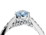 White gold Fancy Blue Pear  Solitaire Diamond Ring with Pavé Band and Four-Prong Setting_90