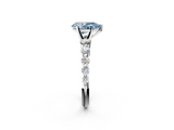 White gold Fancy Blue Pear  Solitaire Diamond Ring with Pave Band and Four-Prong Setting_248