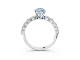 White gold Fancy Blue Pear  Solitaire Diamond Ring with Pave Band and Four-Prong Setting_249