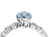 White gold Fancy Blue Pear  Solitaire Diamond Ring with Pave Band and Four-Prong Setting_250
