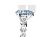 White gold Fancy Blue Pear  Solitaire Diamond Ring with Pave Band and Four-Prong Setting_251
