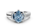 White gold Fancy Blue Pear  Solitaire Diamond Ring with Pave Band and Six-Prong Setting_49