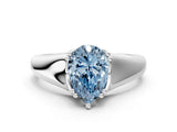 White gold Fancy Blue Pear  Solitaire Diamond Ring with Six-Prong Cathedral Setting_32