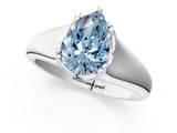 White gold Fancy Blue Pear  Solitaire Diamond Ring with Six-Prong Cathedral Setting_33