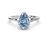 White gold Fancy Blue Pear  Solitaire Diamond Ring with Six-Prong Setting and Tapered Band_17
