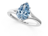 White gold Fancy Blue Pear  Solitaire Diamond Ring with Six-Prong Setting and Tapered Band_18