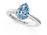 White gold Fancy Blue Pear  Solitaire Diamond Ring with Split Shank and Four-Prong Setting_21
