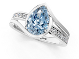 White gold Fancy Blue Pear  Solitaire Diamond Ring with Split Shank and Prong Setting_42