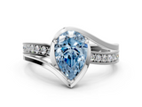White gold Fancy Blue Pear  Solitaire Diamond Ring with Split Shank and Prong Setting_42