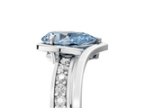 White gold Fancy Blue Pear  Solitaire Diamond Ring with Split Shank and Prong Setting_47