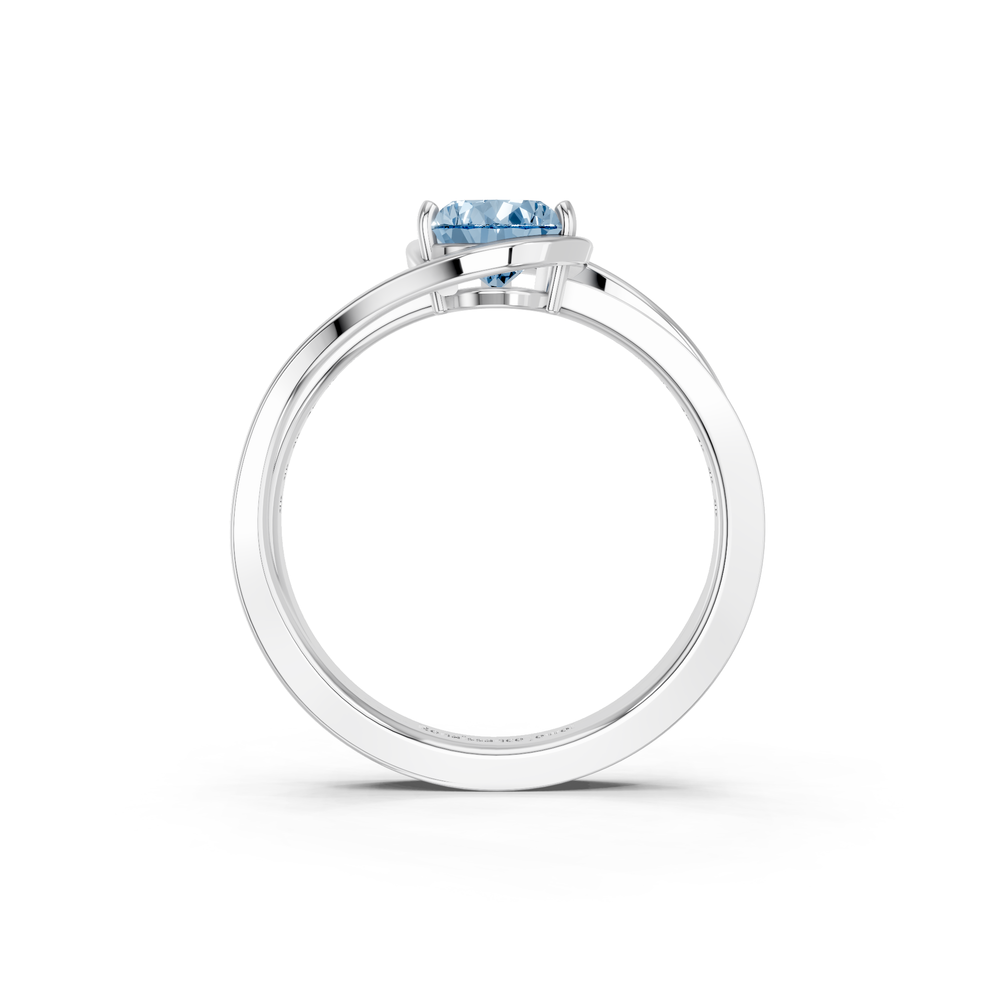 White gold Fancy Blue Pear  Solitaire Diamond Ring with Split Shank and Prong Setting_5