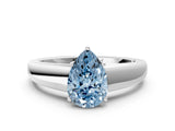 White gold Fancy Blue Pear  Solitaire Diamond Ring with Tapered Band and Four-Prong Setting_49