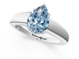 White gold Fancy Blue Pear  Solitaire Diamond Ring with Tapered Band and Four-Prong Setting_52
