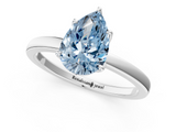 White gold Fancy Blue Pear  Solitaire Diamond Ring with Thin Band and Four-Prong Setting_4