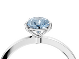 White gold Fancy Blue Pear  Solitaire Diamond Ring with Thin Band and Four-Prong Setting_7