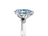 White gold Fancy Blue Pear  Solitaire Diamond Ring with Thin Band and Four-Prong Setting_8