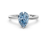 White gold Fancy Blue Pear  Solitaire Diamond Ring with Thin Band and Four-Prong Setting_84