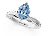 White gold Fancy Blue Pear  Solitaire Diamond Twisted Band with Four-Prong Setting_78