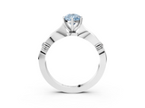 White gold Fancy Blue Pear  Solitaire Diamond Twisted Band with Four-Prong Setting_80
