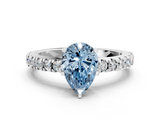 White gold Fancy Blue Pear  Solitaire Diamond with Pavé Band and Four-Prong Setting_58