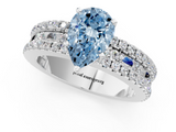 White gold Fancy Blue Pear  Solitaire Diamond with Pave and Channel Set Band_73