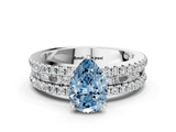 White gold Fancy Blue Pear  Solitaire Diamond with Pave and Channel Set Band_77
