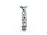 White gold Fancy Blue Pear  Solitaire Diamond with Pave and Channel Set Band_79