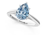 White gold Fancy Blue Pear  Solitaire Engagement Ring with Four-Prong Setting and Classic Band 1