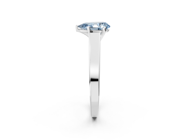 White gold Fancy Blue Pear  Solitaire Engagement Ring with Four-Prong Setting and Tapered Band
