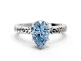 White gold Fancy Blue Pear  Solitaire Engagement Ring with Scrollwork Band and Four-Prong Setting_130
