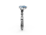 White gold Fancy Blue Pear  Solitaire Engagement Ring with Scrollwork Band and Four-Prong Setting_143