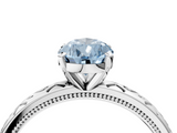 White gold Fancy Blue Pear  Solitaire Engagement Ring with Scrollwork Band and Four-Prong Setting_145