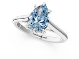 White gold Fancy Blue Pear  Solitaire Engagement Ring with Six-Prong Setting and Classic Band 1