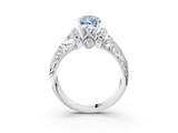 White gold Fancy Blue Pear  Solitaire Filigree Engagement Ring with Halo and Prong Setting_88