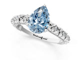 White gold Fancy Blue Pear  Solitaire Floral Milgrain Engagement Ring_24