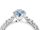 White gold Fancy Blue Pear  Solitaire Floral Milgrain Engagement Ring_27