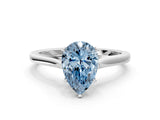 White gold Fancy Blue Pear  Solitaire Heart Prong Engagement Ring with Tapered Band_55