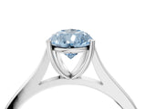 White gold Fancy Blue Pear  Solitaire Heart Prong Engagement Ring with Tapered Band_59