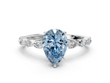 White gold Fancy Blue Pear  Solitaire Marquise Side Stone Prong Setting Ring_44