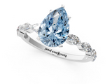 White gold Fancy Blue Pear  Solitaire Marquise Side Stone Prong Setting Ring_45
