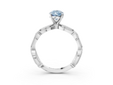 White gold Fancy Blue Pear  Solitaire Milgrain Diamond Engagement Ring with Bezel and Marquise Band_145