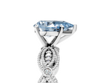 White gold Fancy Blue Pear  Solitaire Milgrain Diamond Engagement Ring with Bezel and Marquise Band_147