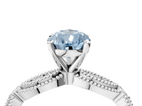 White gold Fancy Blue Pear  Solitaire Milgrain Diamond Engagement Ring with Bezel and Marquise Band_152